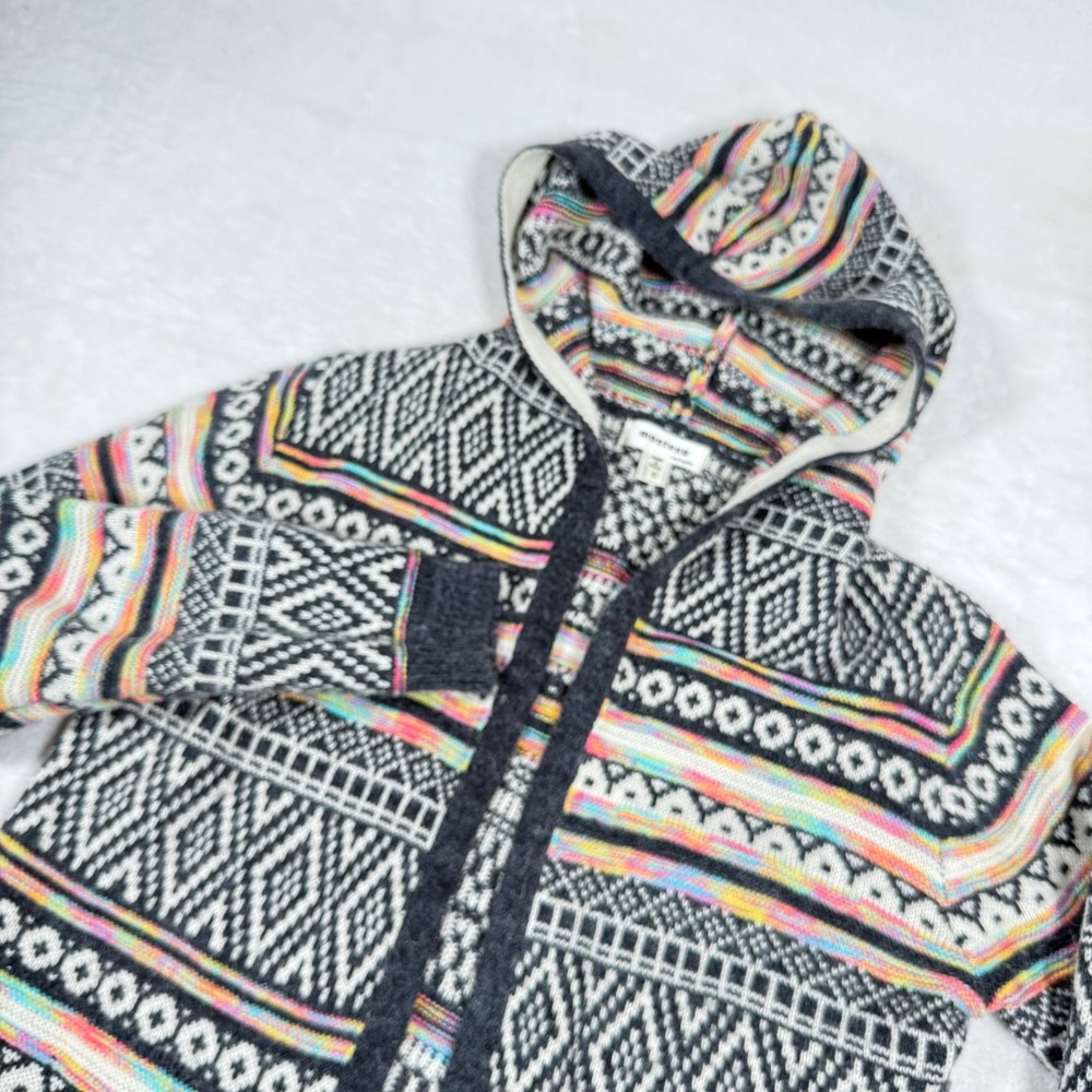 Monteau Women's Geometric Print Hooded Cardigan‎ Sweater Long Sleeve Aztec Small